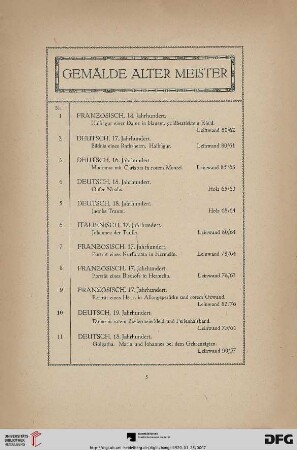 Gemälde alter Meister (Nr. 1-121)