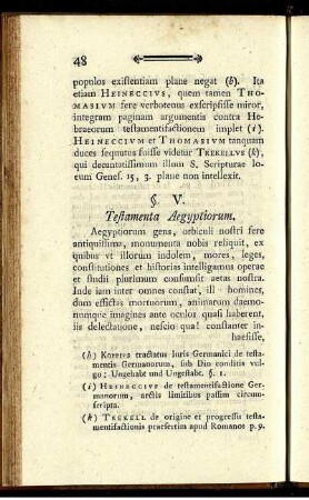 §. V. Testamenta Aegyptiorum.
