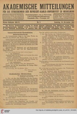 Nr. 6 (28. November 1914)