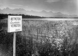 Der Bannwaldsee in der Nähe von Schwangau im Allgaü. Das am See gelegene Grundstück durfte nicht betreten werden