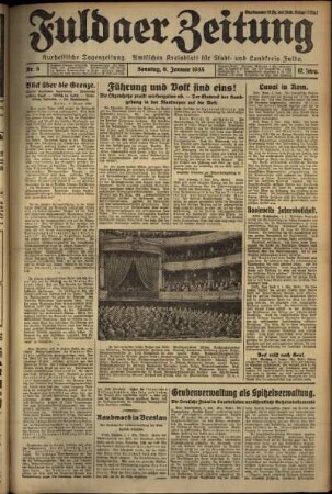 Erste Ausgabe vom Sonntag, den 06. Januar 1935.