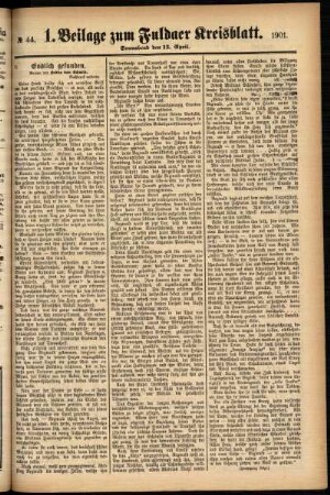 Zweite Ausgabe vom Samstag, den 13. April 1901.