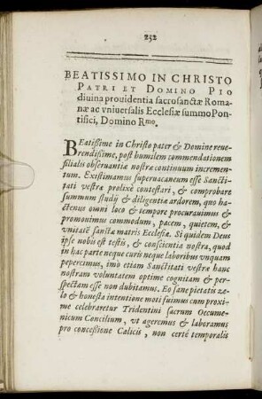 Beatissimo In Christo Patri Et Domino Pio divina ... [Litterae Ferdinandi Imperatoris ad ... Pontificem Maximum ...]