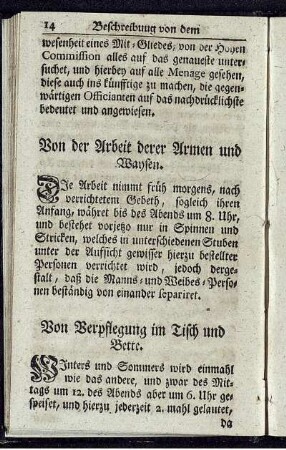 Von Verpflegung in Tisch und Bette.