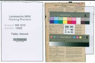 Entnazifizierung Heinrich Fieles , geb. 17.04.1888 (Steuersekretaer)