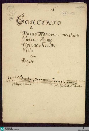 Concertos - Mus. Hs. 791 : fl, vl (2), a-vla, bc; G; GroF 811 JenS D81