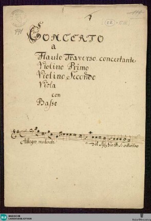 Concertos - Mus. Hs. 791 : fl, vl (2), a-vla, bc; G; GroF 811 JenS D81