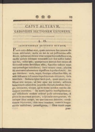 Caput Alterum, Cadaveris Selectionem Exponens