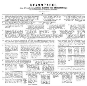 Stammtafel des Grossherzoglichen Hauses von Mecklenburg.