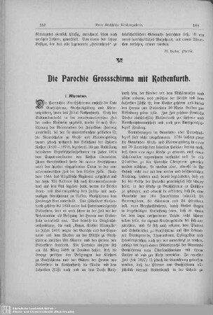 Die Parochie Grossschirma mit Rothenfurth