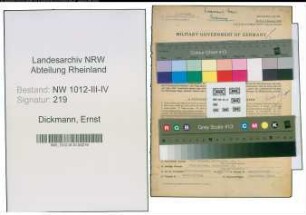 Entnazifizierung Ernst Dickmann , geb. 30.09.1907 (Verwaltungsinspektor)