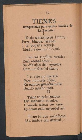Tienes... : Composición para canto, música de "La porteña"