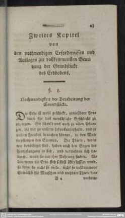 Zweites Kapitel von den nothwendigen Erfordernissen und Auslagen zur vollkommensten Benutzung der Grundstücke des Erdbodens