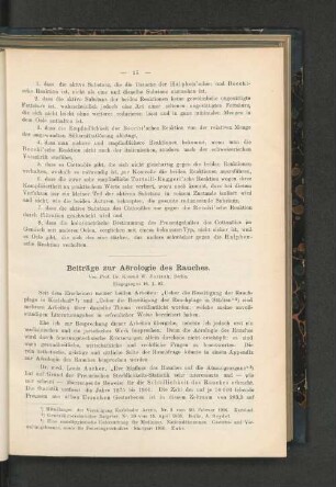 Beiträge zur Aerologie des Rauches.