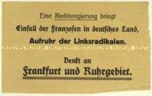 Flugblatt mit Warnung vor einer rechten Reichsregierung