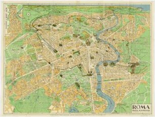 Stadtplan von Rom, 1:15 000, Mehrfarbendruck, 1938