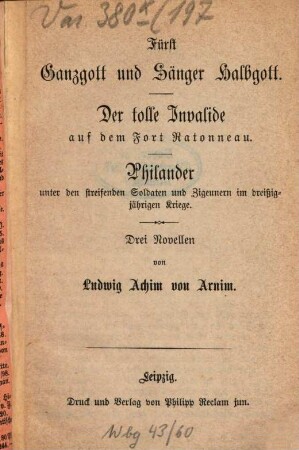 Drei Novellen : [Umschl.-Tit.]
