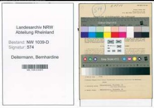 Entnazifizierung Bernhardine Deitermann , geb. 16.08.1875 (Baeckereiinhaberin)