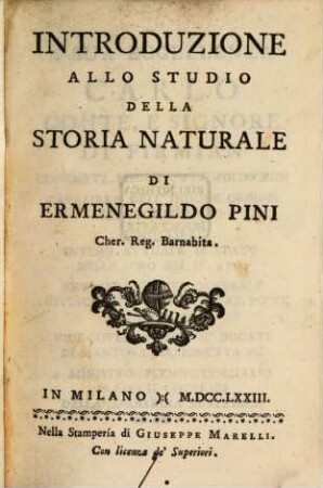 Introduzione allo studio della storia naturale