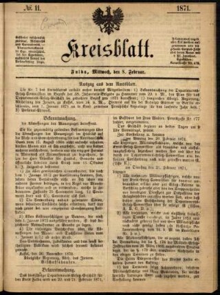 Ausgabe vom Mittwoch, den 08. Februar 1871.