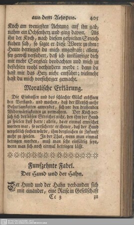 Funfzehnte Fabel. Der Hund und der Hahn