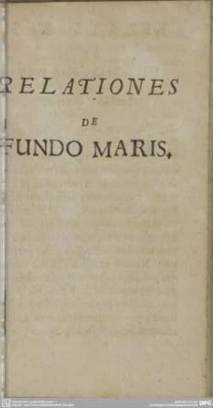 Relationes de fundo maris