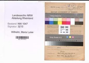 Entnazifizierung Maria Luise Wilhelm , geb. 11.03.1895 (Arbeiterin)