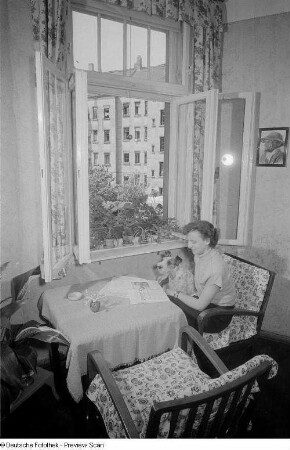 Frau beim Lesen einer Zeitung