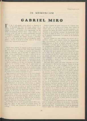 In memoriam - Gabriel Miró