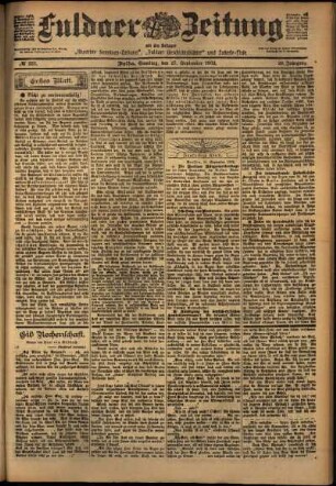 Erste Ausgabe vom Samstag, den 27. September 1902.