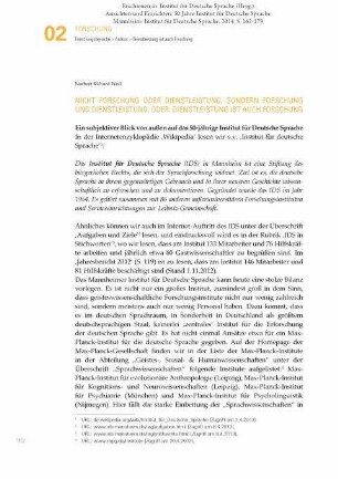 Nicht Forschung oder Dienstleistung, sondern Forschung und Dienstleistung Oder: Dienstleistung ist auch Forschung