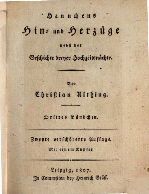 Hannchens Hin- und Herzüge : nebst der Geschichte dreyer Hochzeitsnächte, 3
