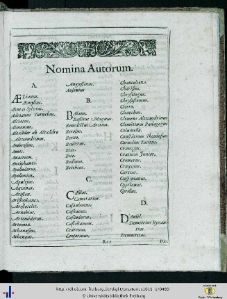 Nomina Autorum.