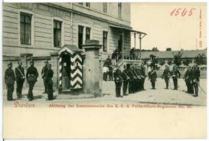 Dresden. Kaserne des Königlich Sächsischen 4. Feldartillerie-Regiments No. 48, Wachablösung
