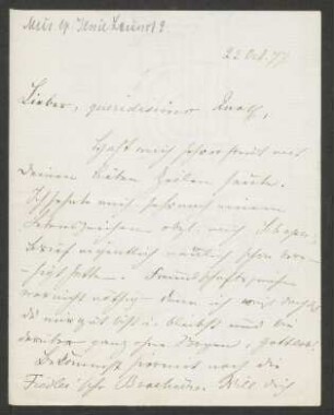 Brief an Hans von Bülow : 22.10.1877