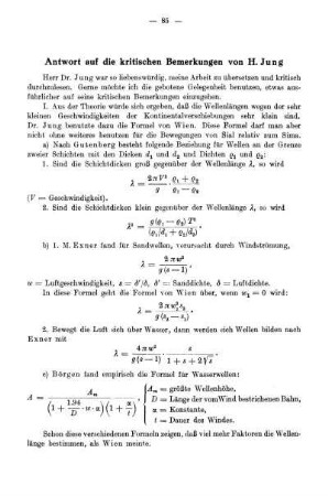 Antworten auf die kritischen Bemerkungen von H. Jung