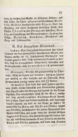 II. Das Herzogthum Steyermark