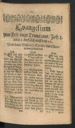 Evangelium Am Fest-tage Trinitatis