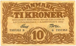 Geldschein, 10 Kroner, 1932