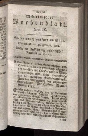 Nro. IX. Sonnabend den 28. Februar, 1789.