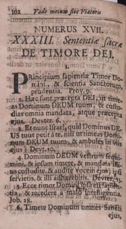 Numerus XVII. XXXIII. Sententiae sacra De Timore Dei.