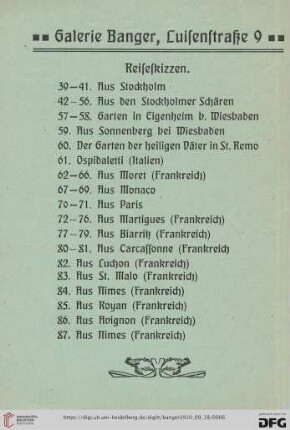 Reiseskizzen (Nr.39-87)