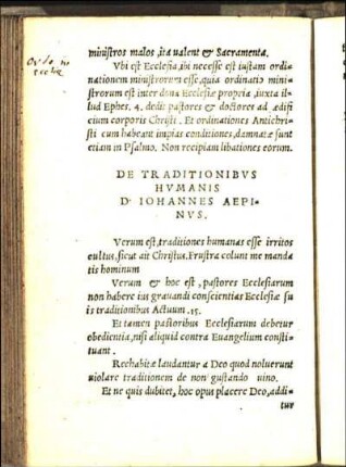 De Traditionibvs Hvmanis D. Iohannes Aepinvs.
