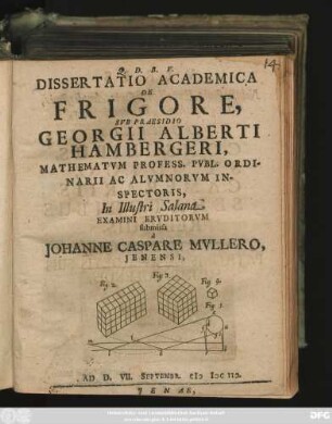Dissertatio Academica De Frigore