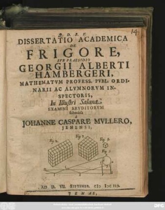Dissertatio Academica De Frigore