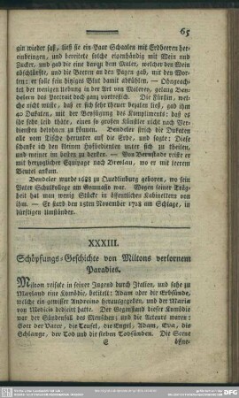 XXXIII. Schöpfungs-Geschichte von Miltons verlornem Paradies
