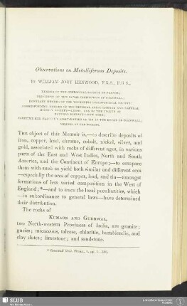 [On the metalliferous deposits of North-western India]