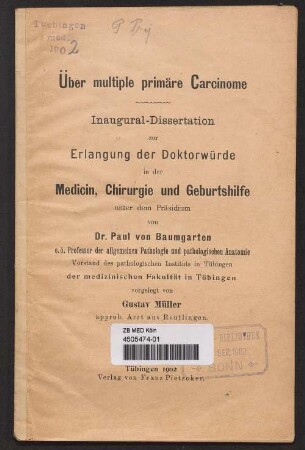 Über multiple primäre Carcinome