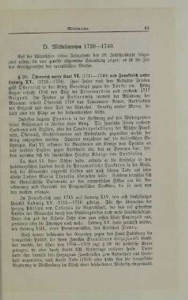 D. Mitteleuropa 1720-1740