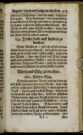 Allerhand Eßig zu machen. - Fleisch einzusaltzen und zu räuchern.